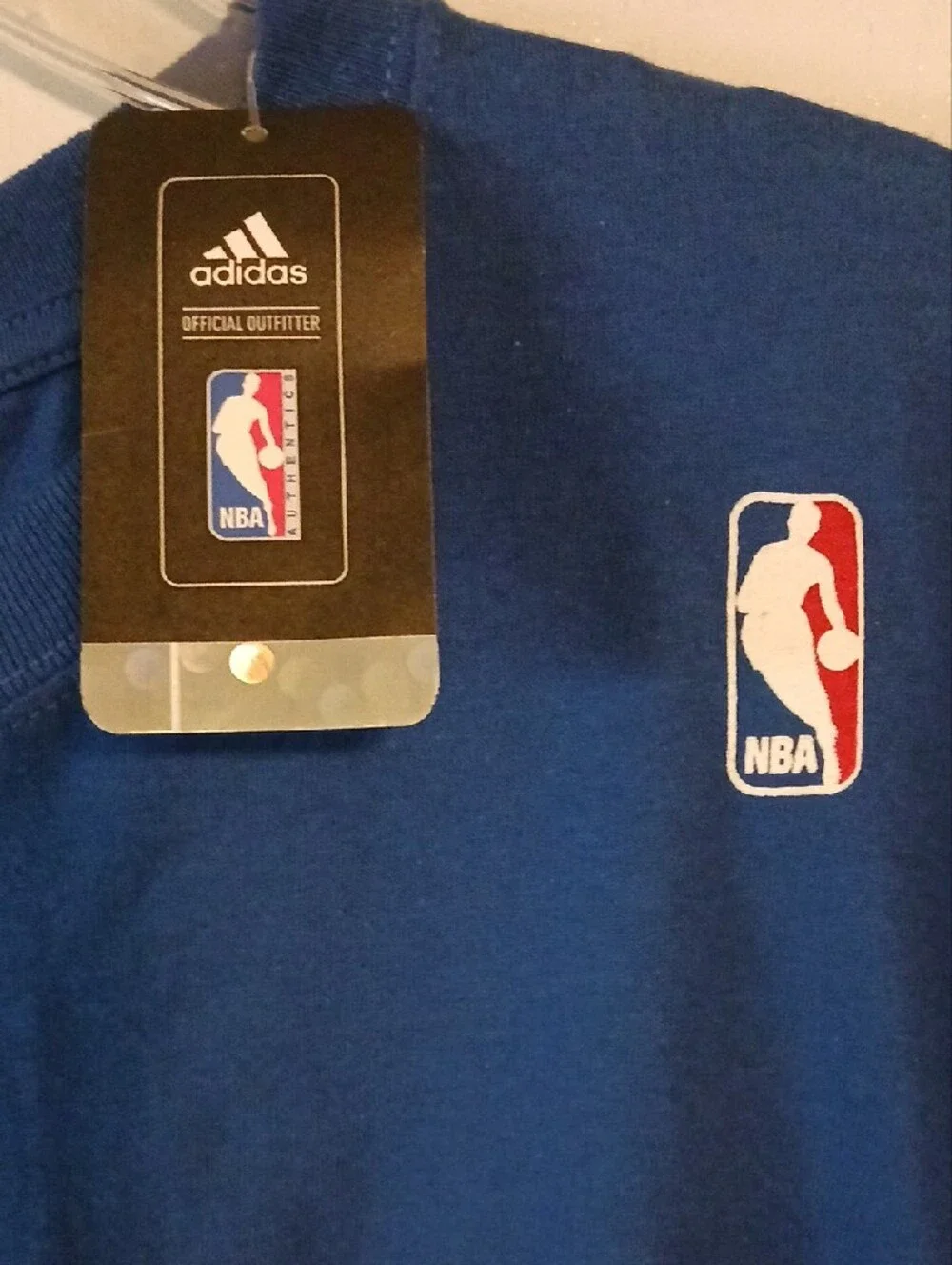 adidas Blue New York #2 Short Sleeve Jersey Tee with Orange Accents